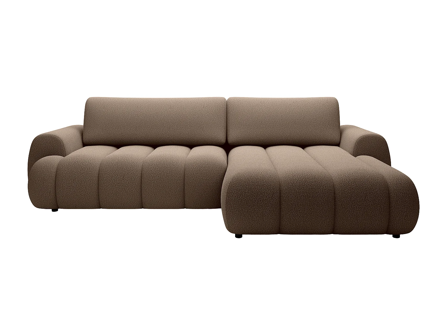 Högerställd bäddsoffa i tygklädsel taupe FRIDORA