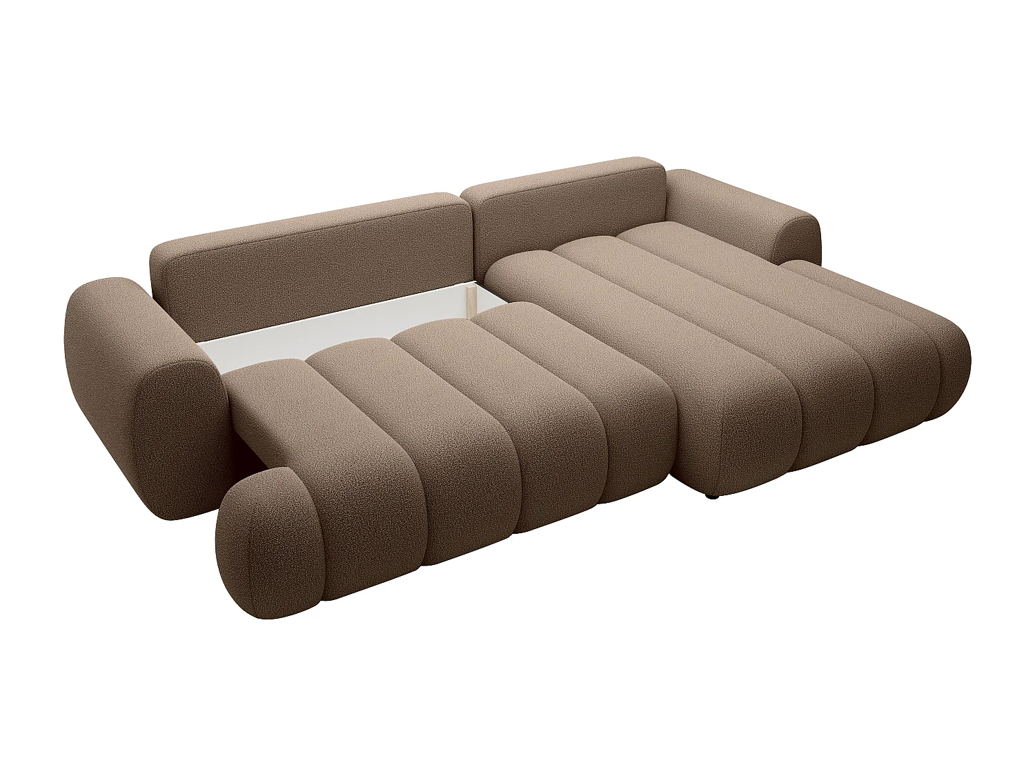 Högerställd bäddsoffa i tygklädsel taupe FRIDORA