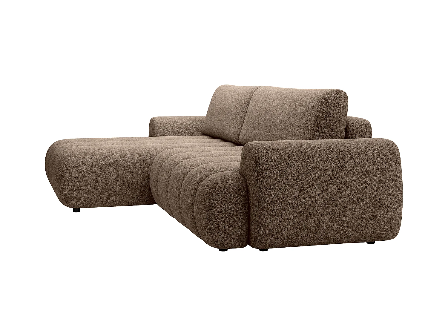 Canapé d'angle gauche convertible en tissu taupe FRIDORA