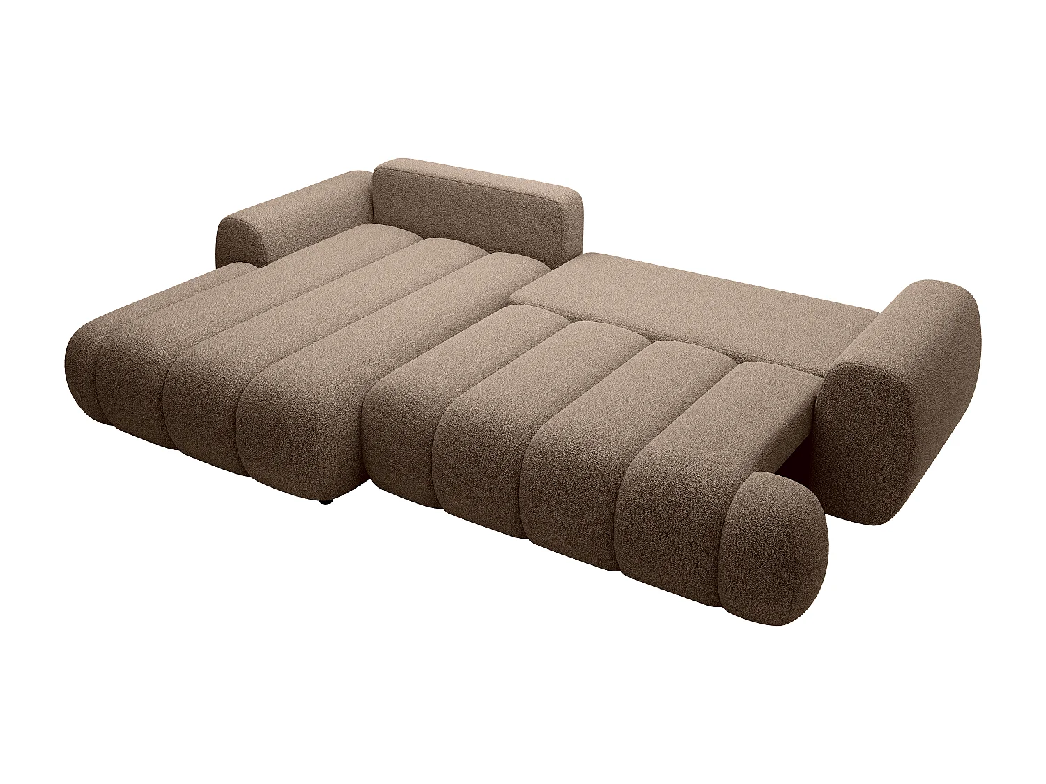 Vänster hörnbäddsoffa i tygsoffa i taupe FRIDORA