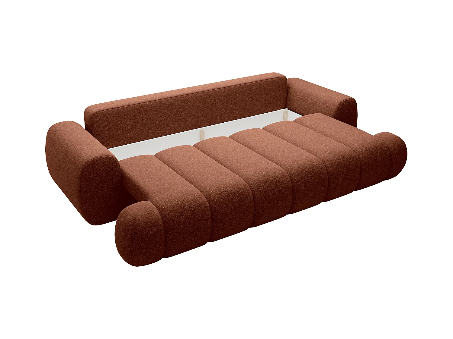 Canapé 4 places convertible en tissu terracotta FRIDORA