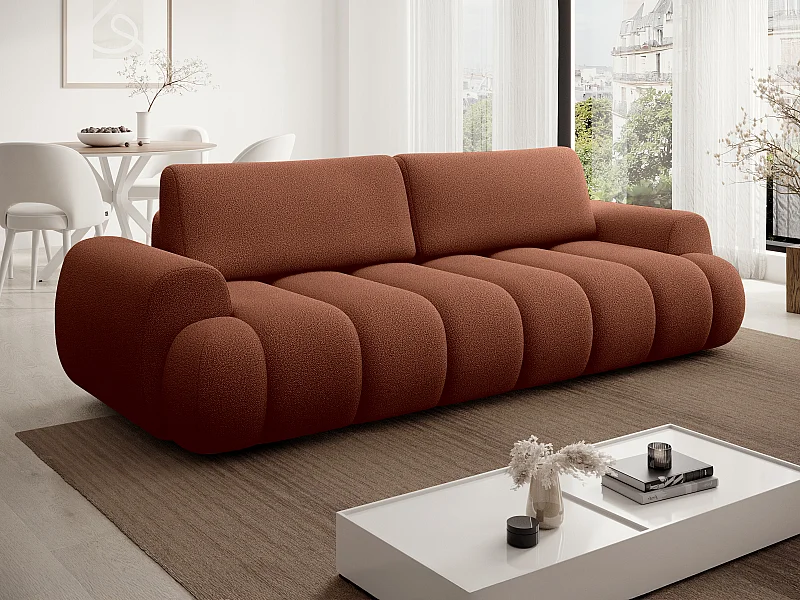 Sofa 4-Sitzer mit Schlaffunktion - Stoff - Terrakotta - FRIDORA