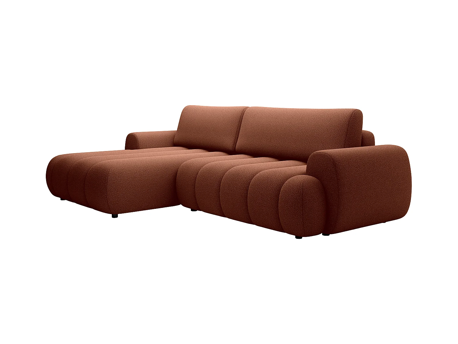 Venstre hjørnesofa med sovesofa i terracotta stof FRIDORA