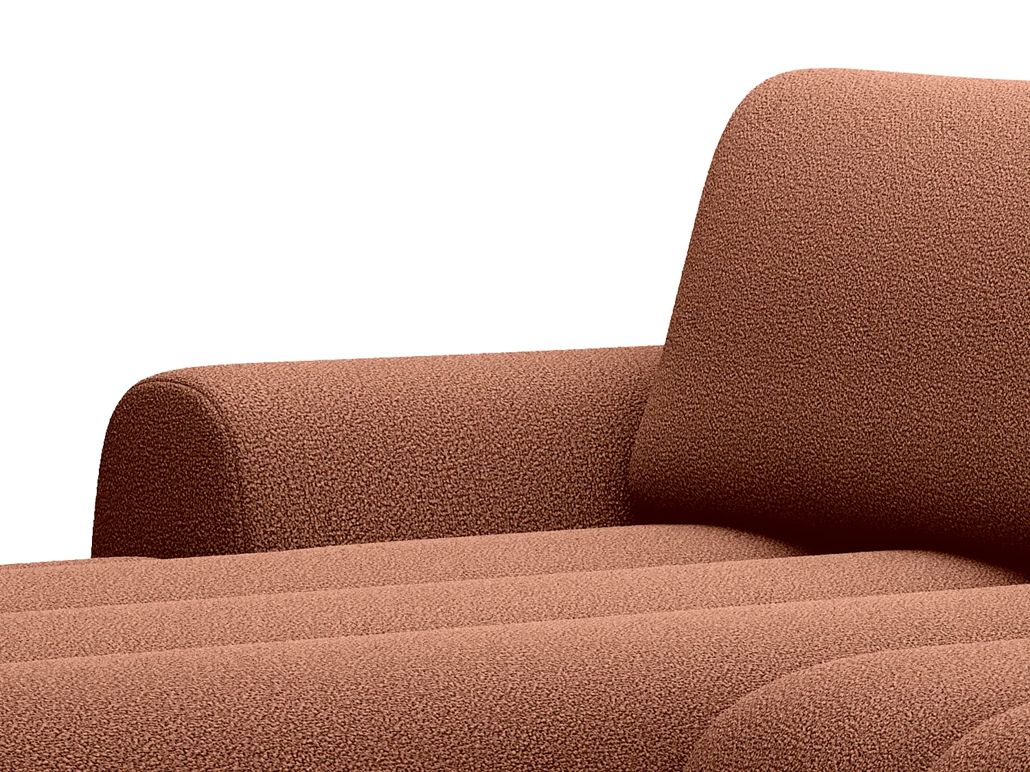 Vänstervänd bäddsoffa i terracottafärgat tyg FRIDORA