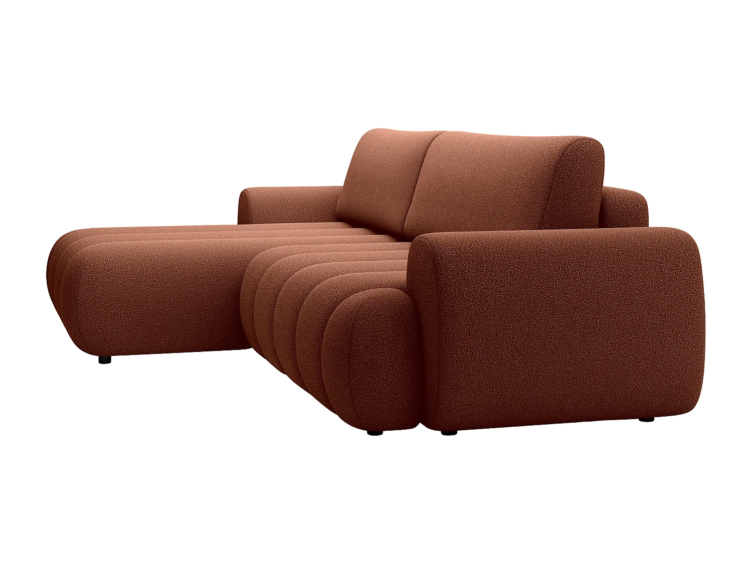 Vänstervänd bäddsoffa i terracottafärgat tyg FRIDORA