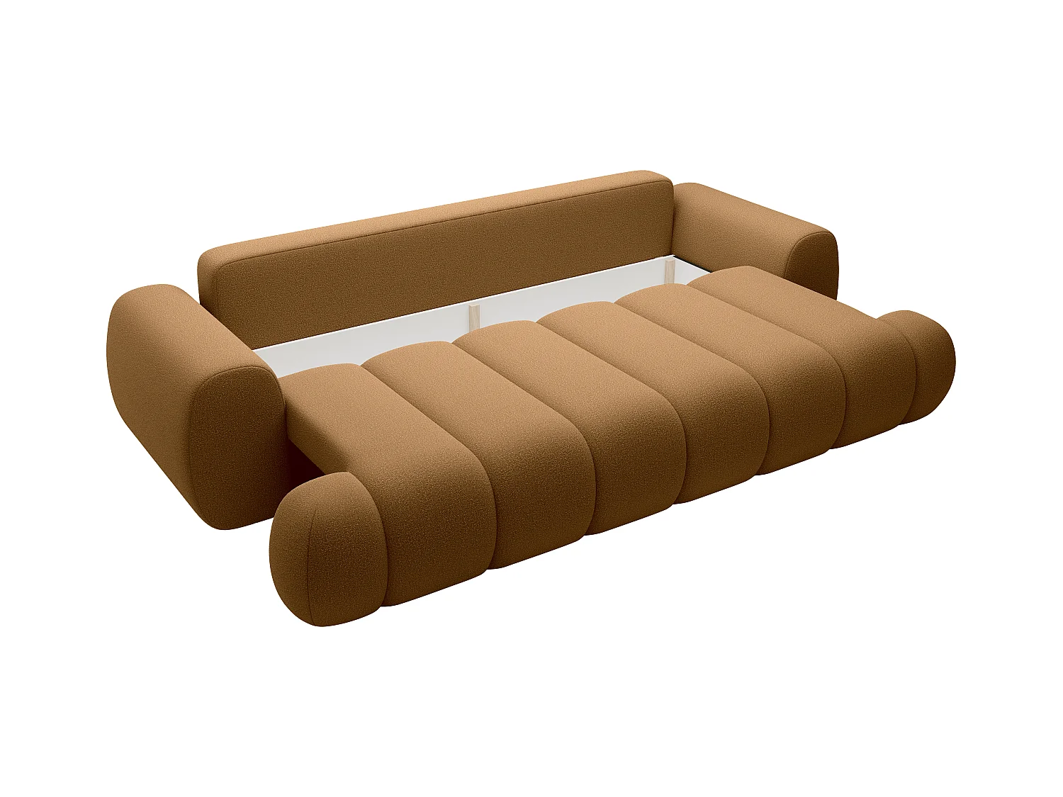 Canapé 4 places convertible en tissu jaune moutade FRIDORA