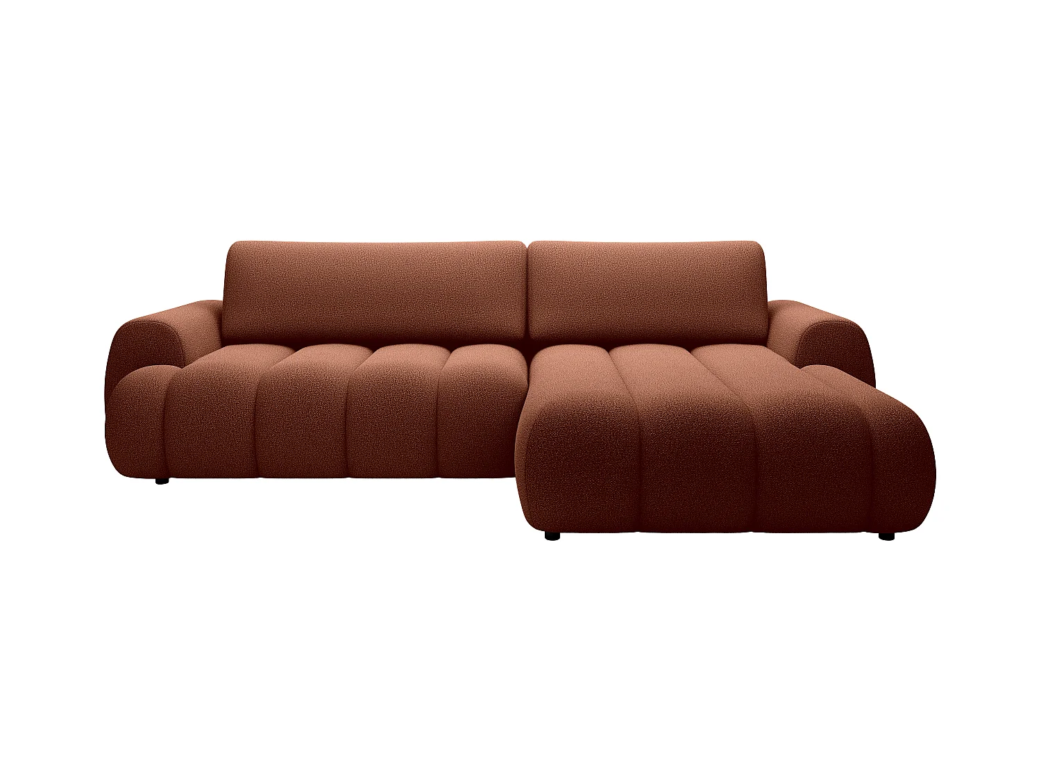 Canapé d'angle droit convertible en tissu terracotta FRIDORA