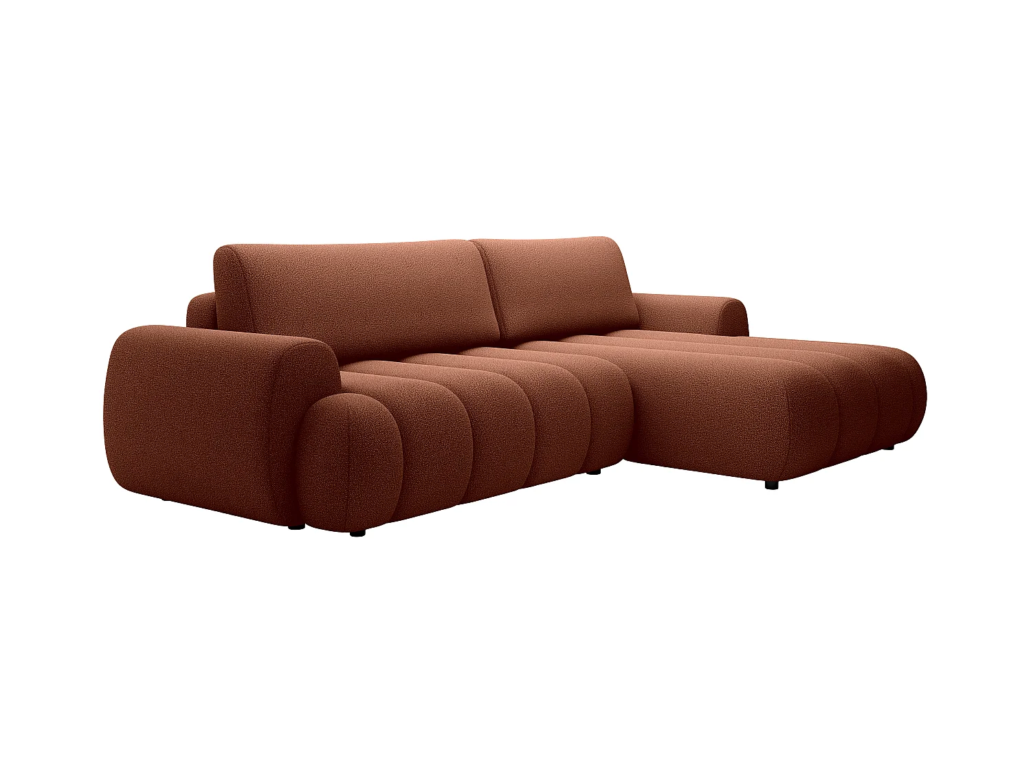 Canapé d'angle droit convertible en tissu terracotta FRIDORA