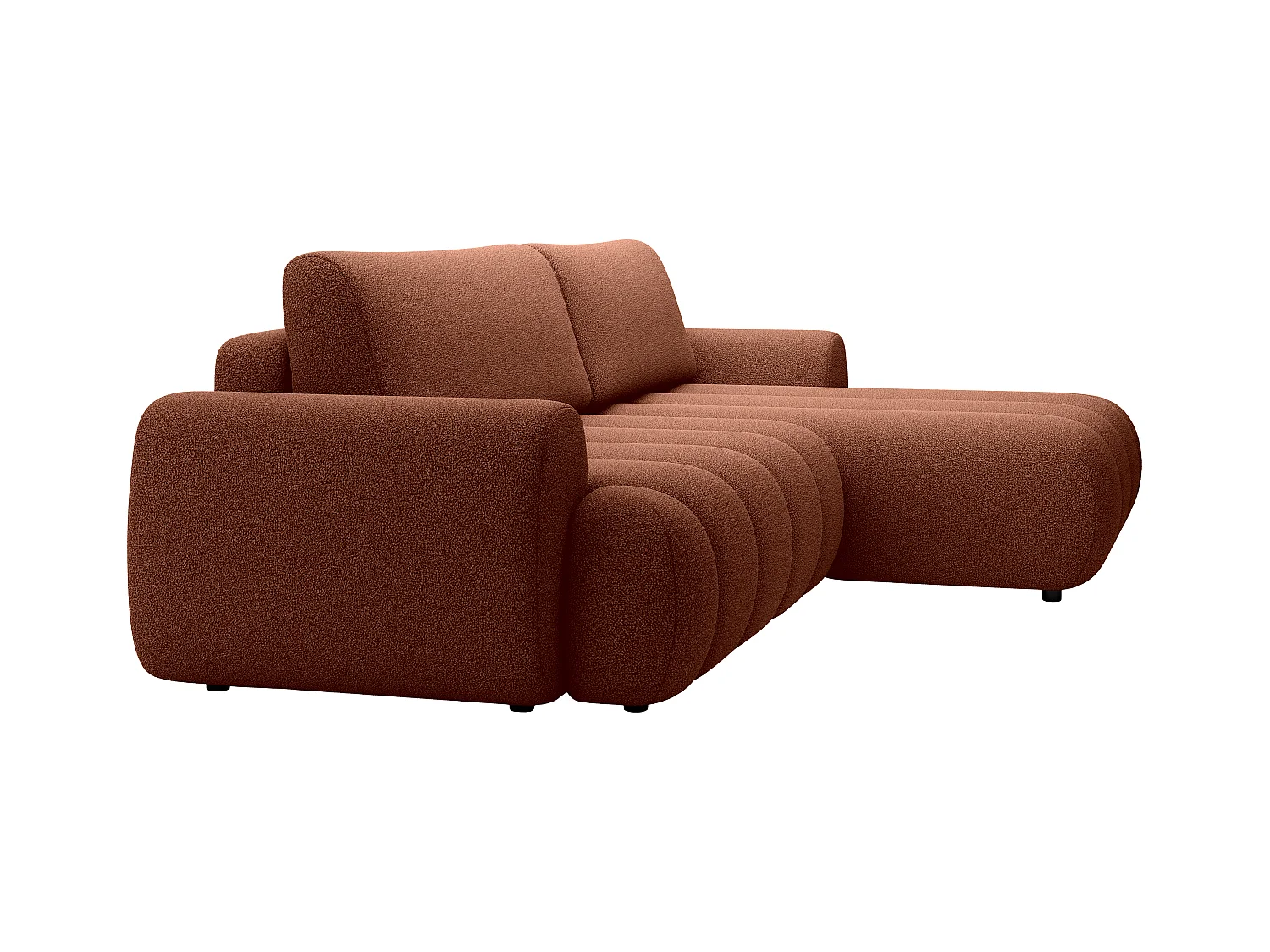 Canapé d'angle droit convertible en tissu terracotta FRIDORA