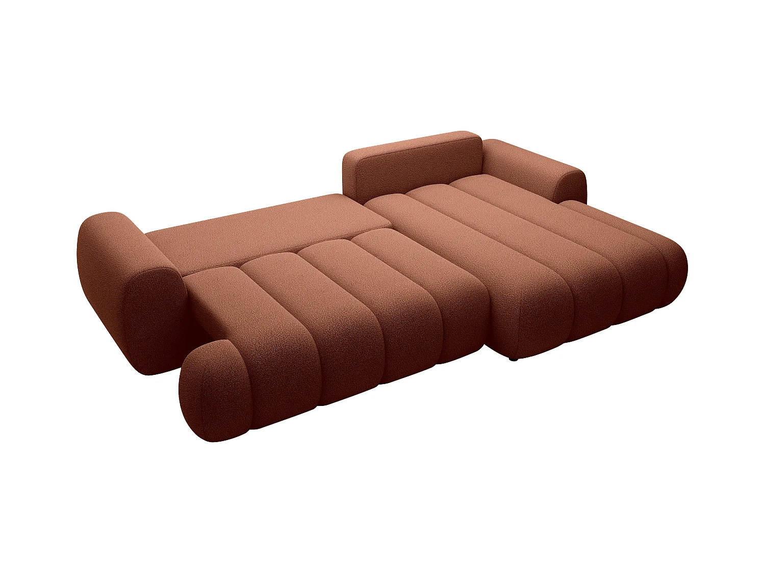 Canapé d'angle droit convertible en tissu terracotta FRIDORA