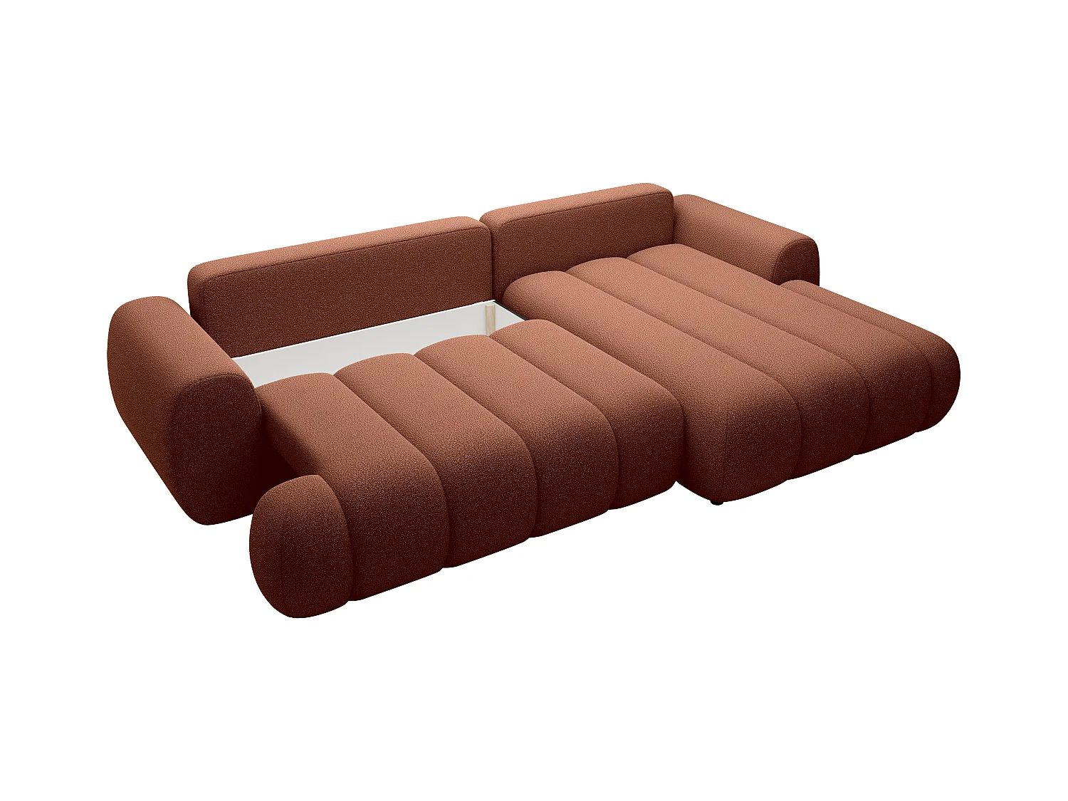 Canapé d'angle droit convertible en tissu terracotta FRIDORA