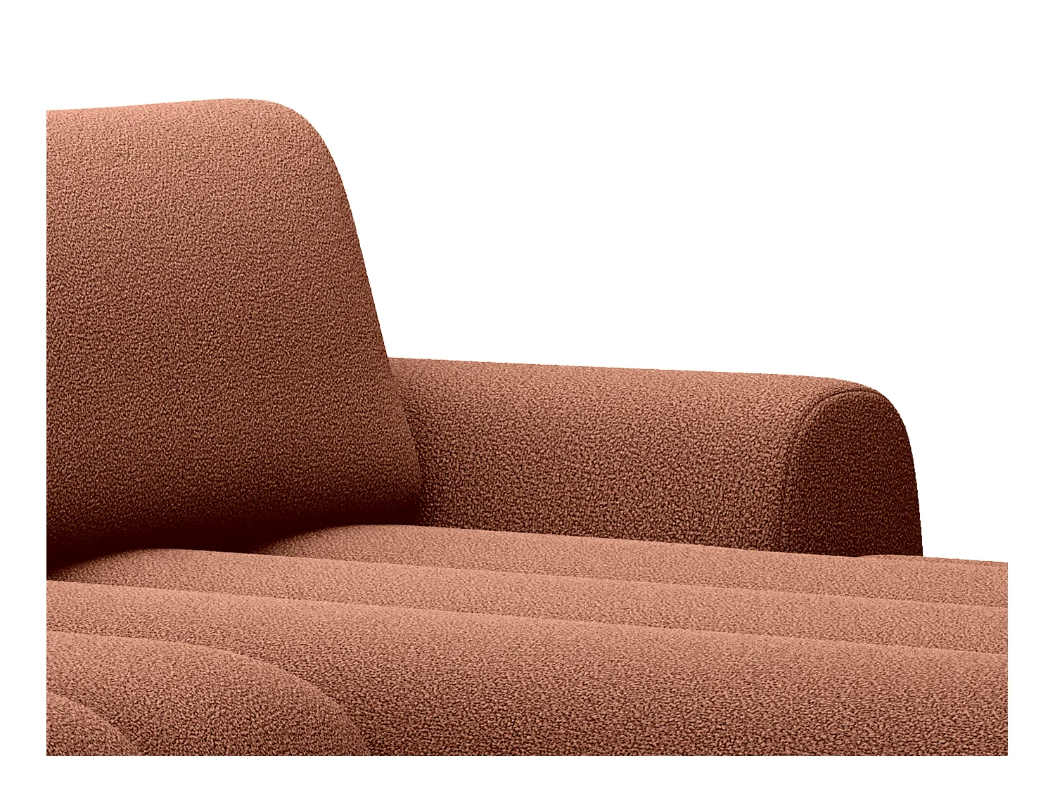 Canapé d'angle droit convertible en tissu terracotta FRIDORA