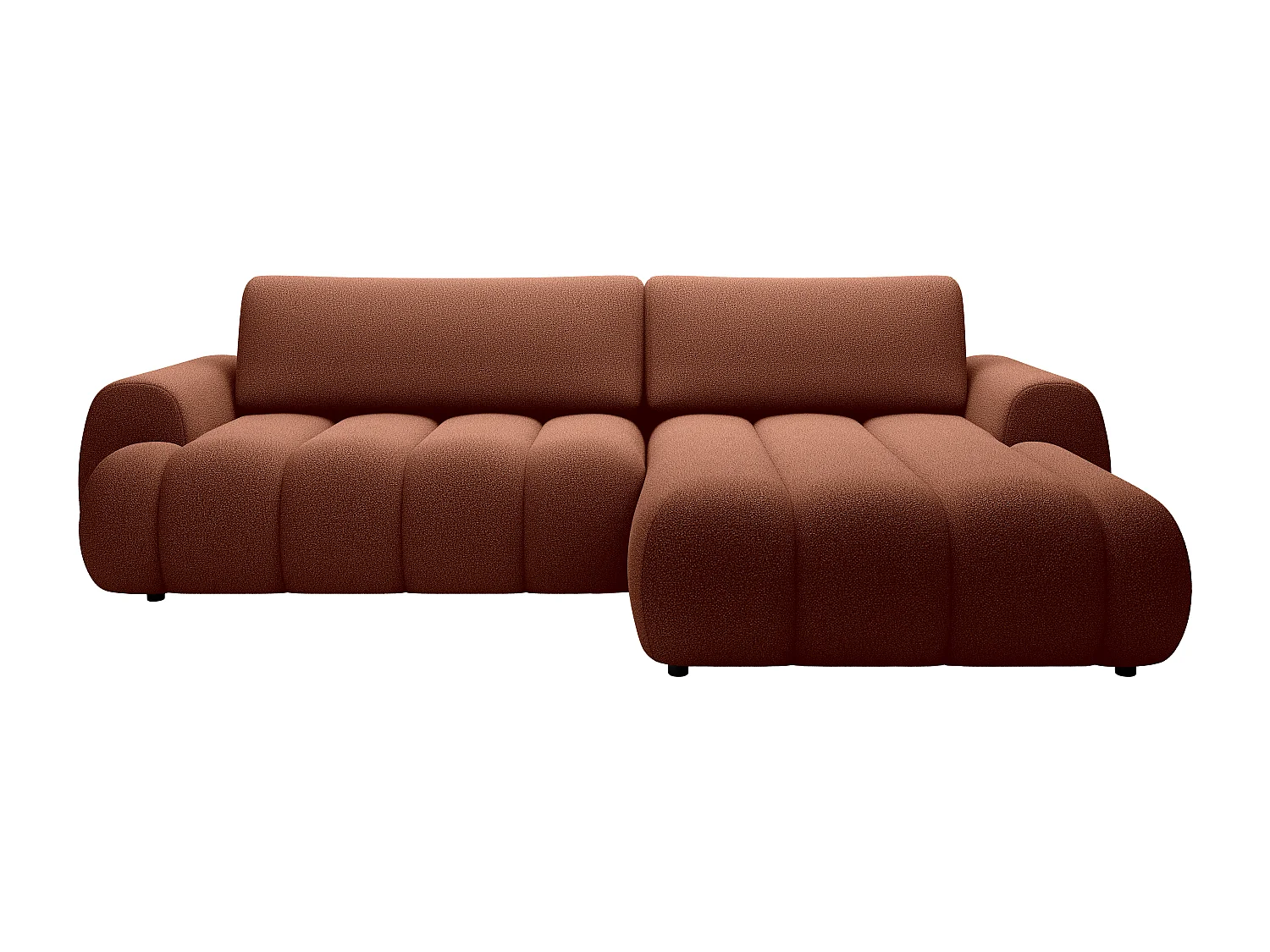 Højre-vendt-konvertibelt stofsofa i terracotta stof 4 personers sofa FRIDORA