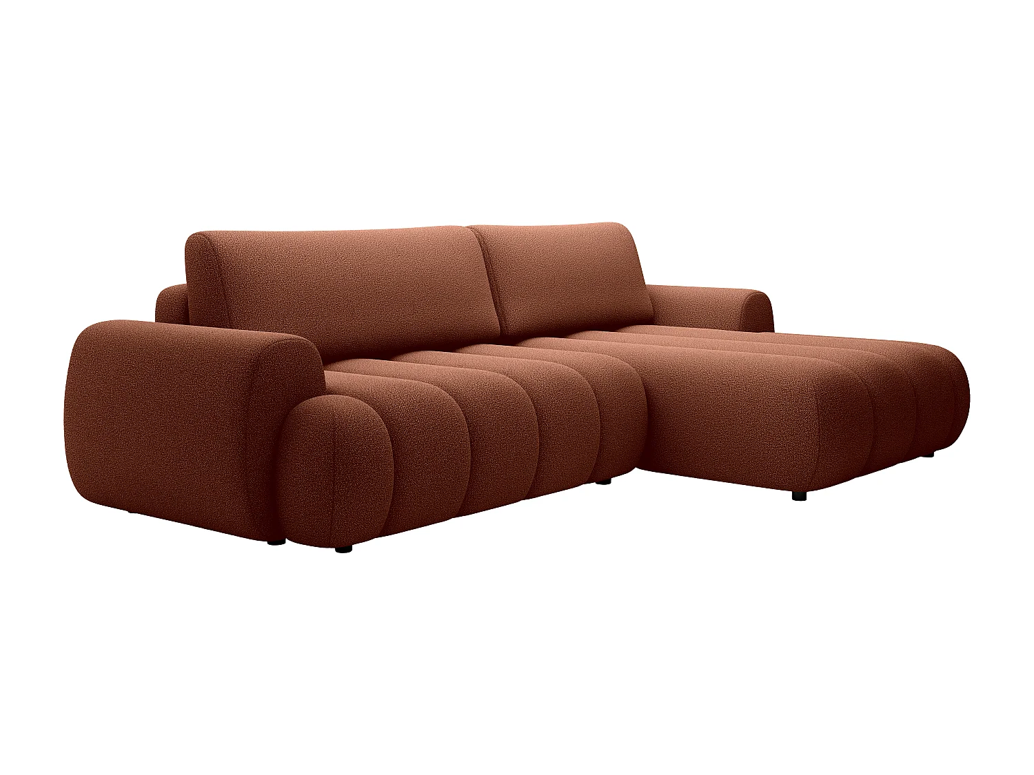 Højre-vendt-konvertibelt stofsofa i terracotta stof 4 personers sofa FRIDORA