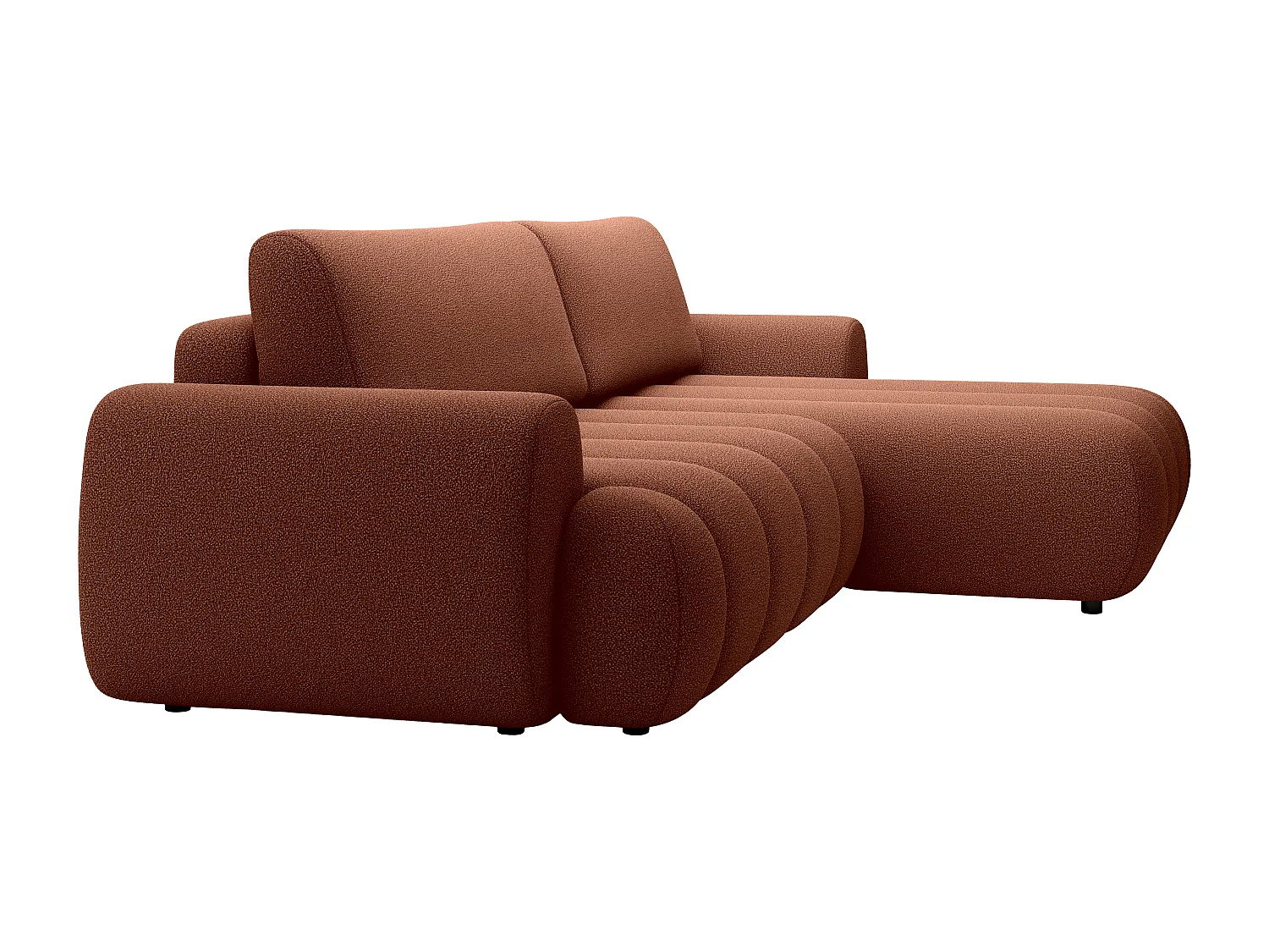 Höger hörnsofa bäddsoffa i terracotta tyg FRIDORA