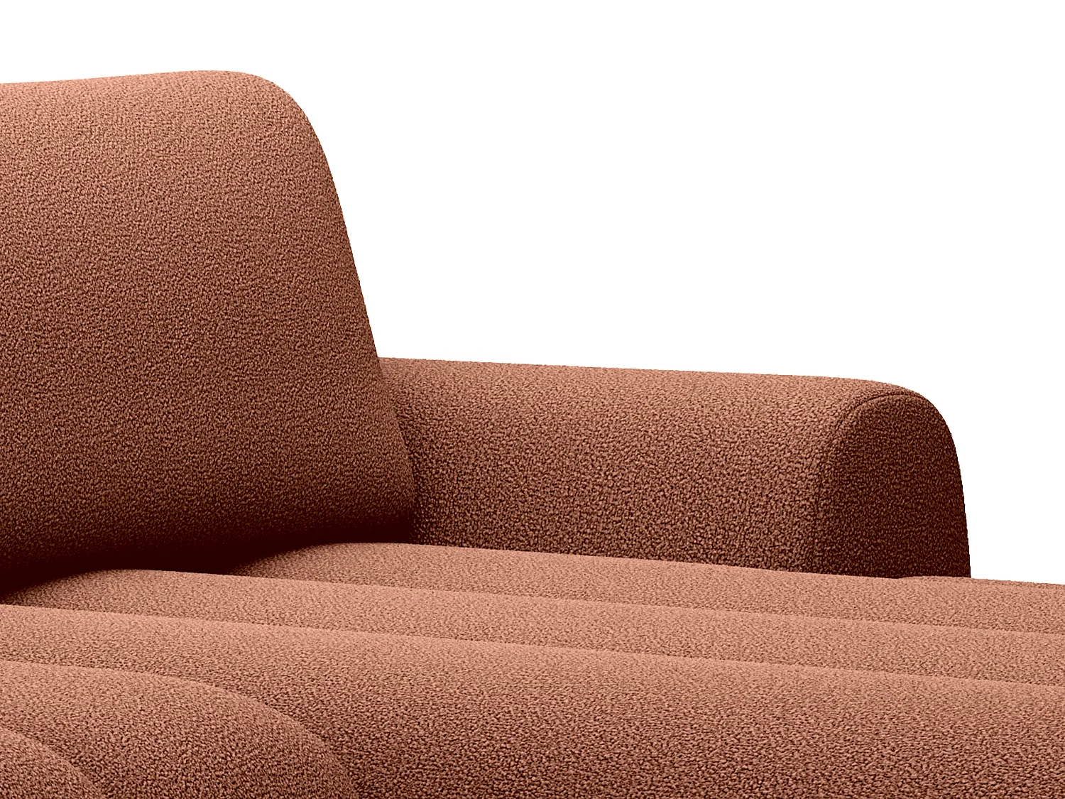 Höger hörnsofa bäddsoffa i terracotta tyg FRIDORA