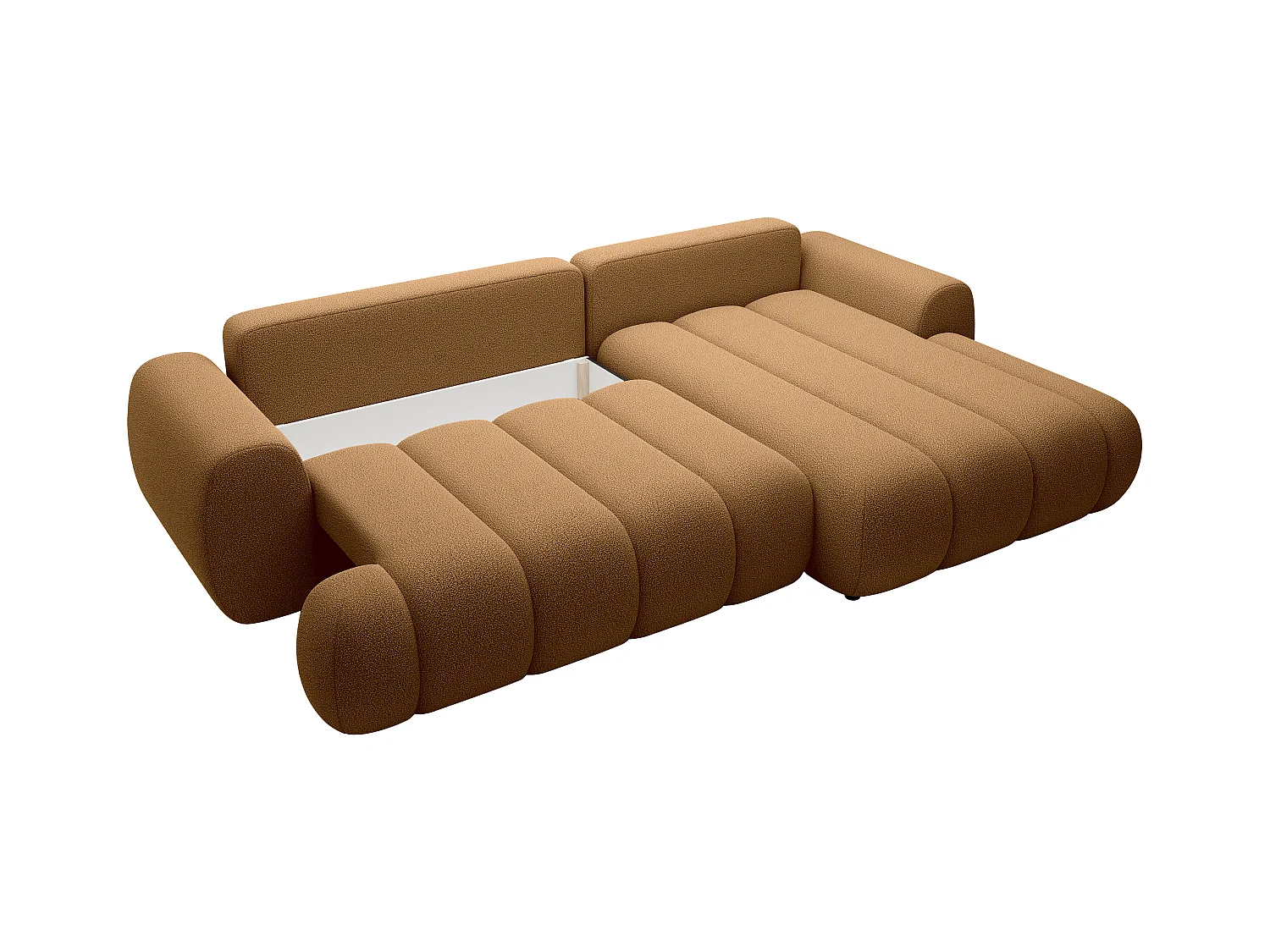 Højresiddet sovesofa i sennepsgul stof sofa FRIDORA