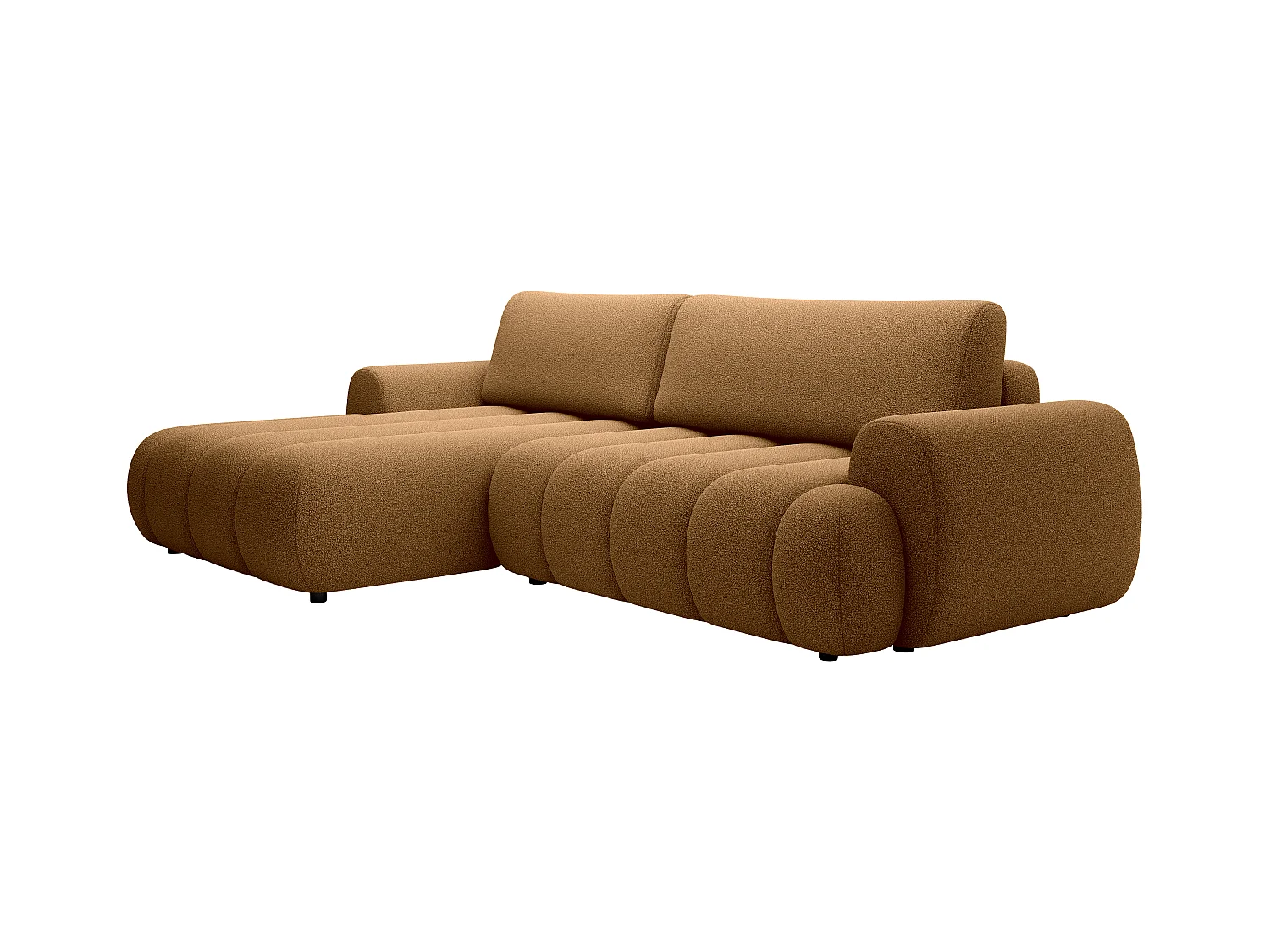 Canapé d'angle gauche convertible en tissu jaune moutade FRIDORA