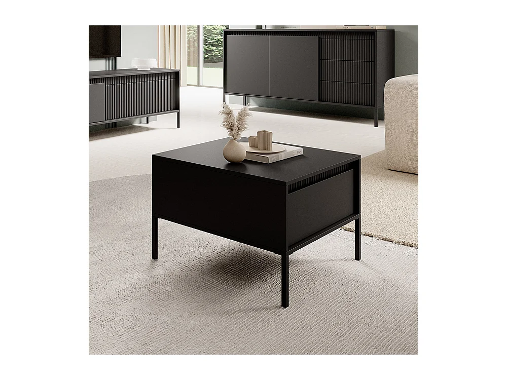 Tavolino da salotto moderno 68x48cm con cassetto nero TLK11