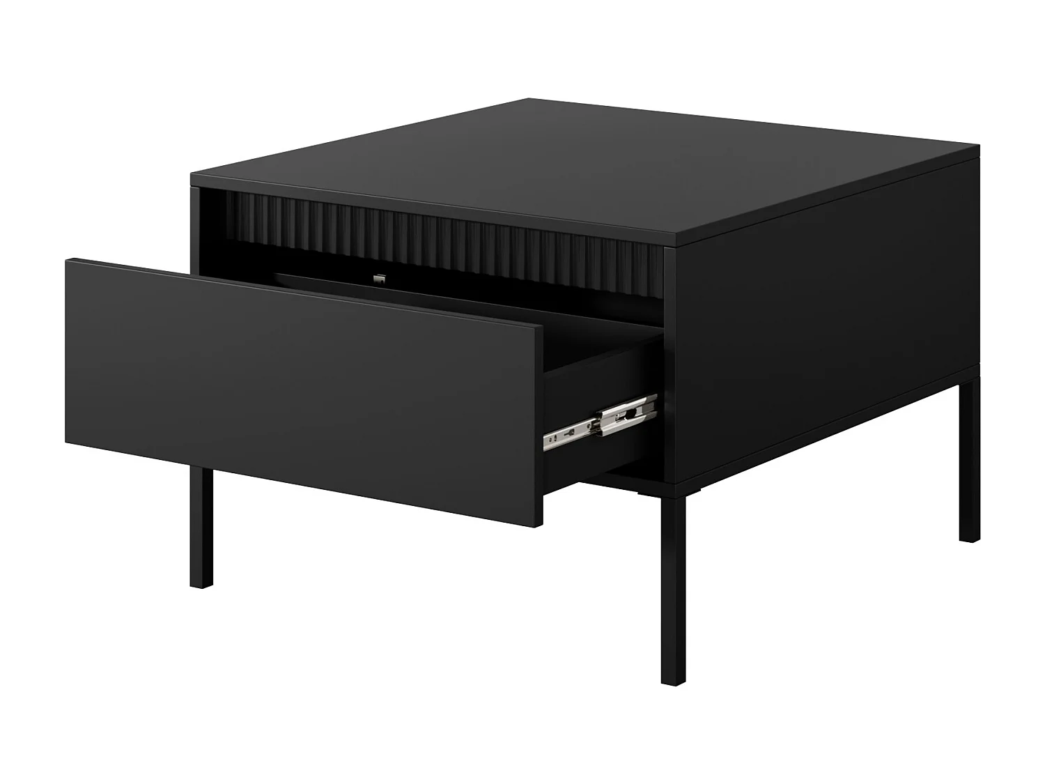 Tavolino da salotto moderno 68x48cm con cassetto nero TLK11