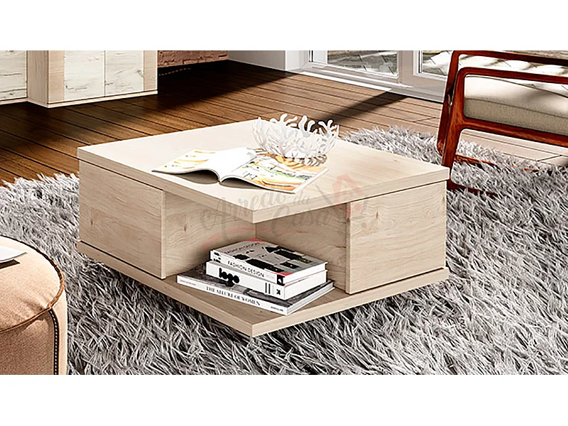 Tavolino basso da salotto design moderno effetto legno TI6231 75x39,4 rovere chiaro