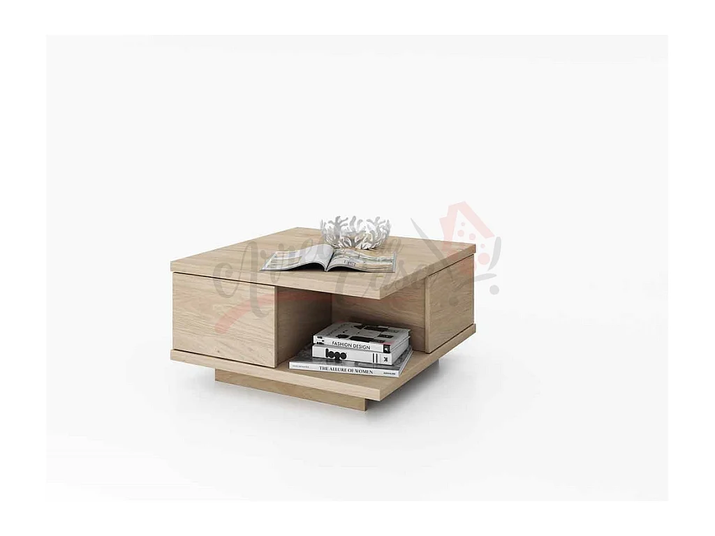 Tavolino basso da salotto design moderno effetto legno TI6231 75x39,4 rovere chiaro