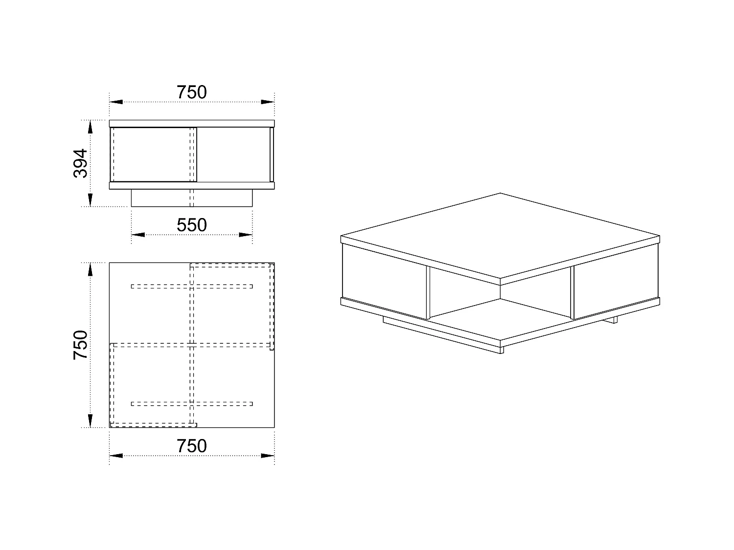 Tavolino basso da salotto design moderno effetto legno TI6231 75x39,4 rovere chiaro