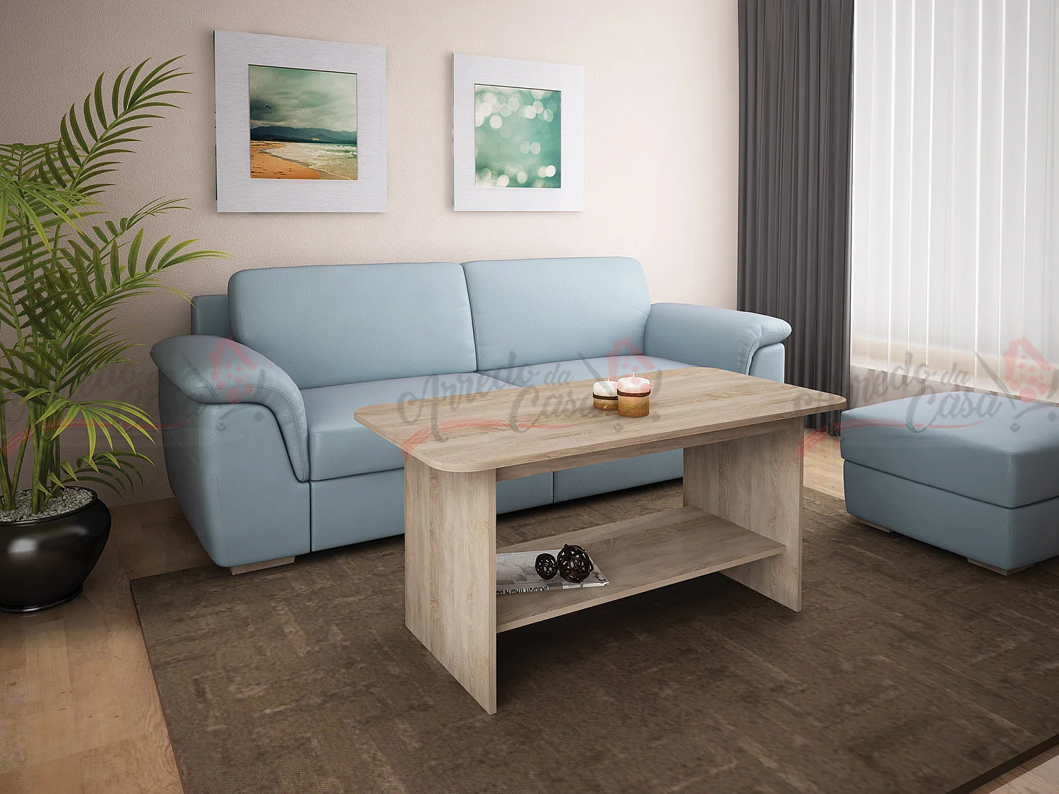 Tavolo per zona living design moderno effetto legno TG2 120x60 rovere chiaro