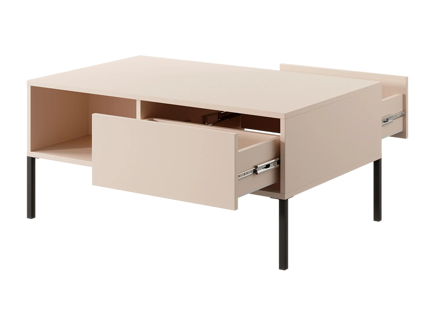 Tavolino da soggiorno moderno 97X44cm con due cassetti beige TLK4