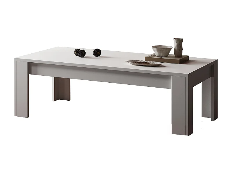 Tavolino da salotto moderno 122x45 cm bianco opaco TSL10