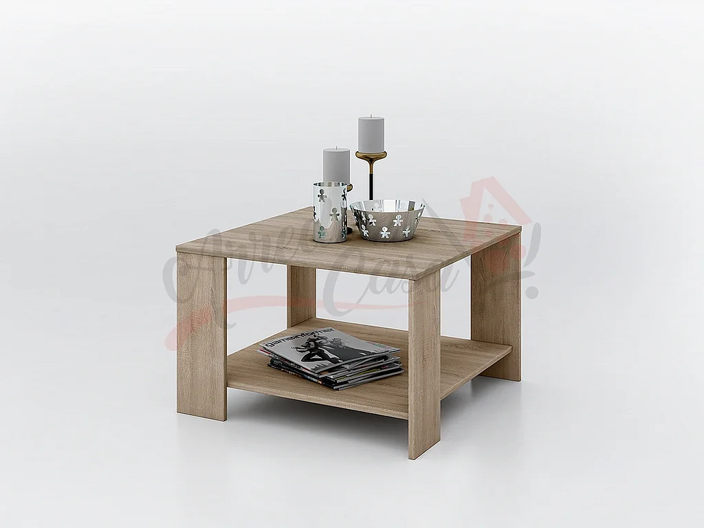 tavolino basso per salotto quadrato effetto legno TI8 70x44 rovere chiaro