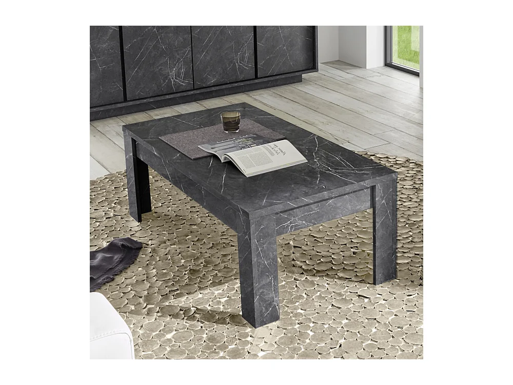 Tavolino da salotto basso design moderno marmorizzato 122x65 TSL5 marmo nero