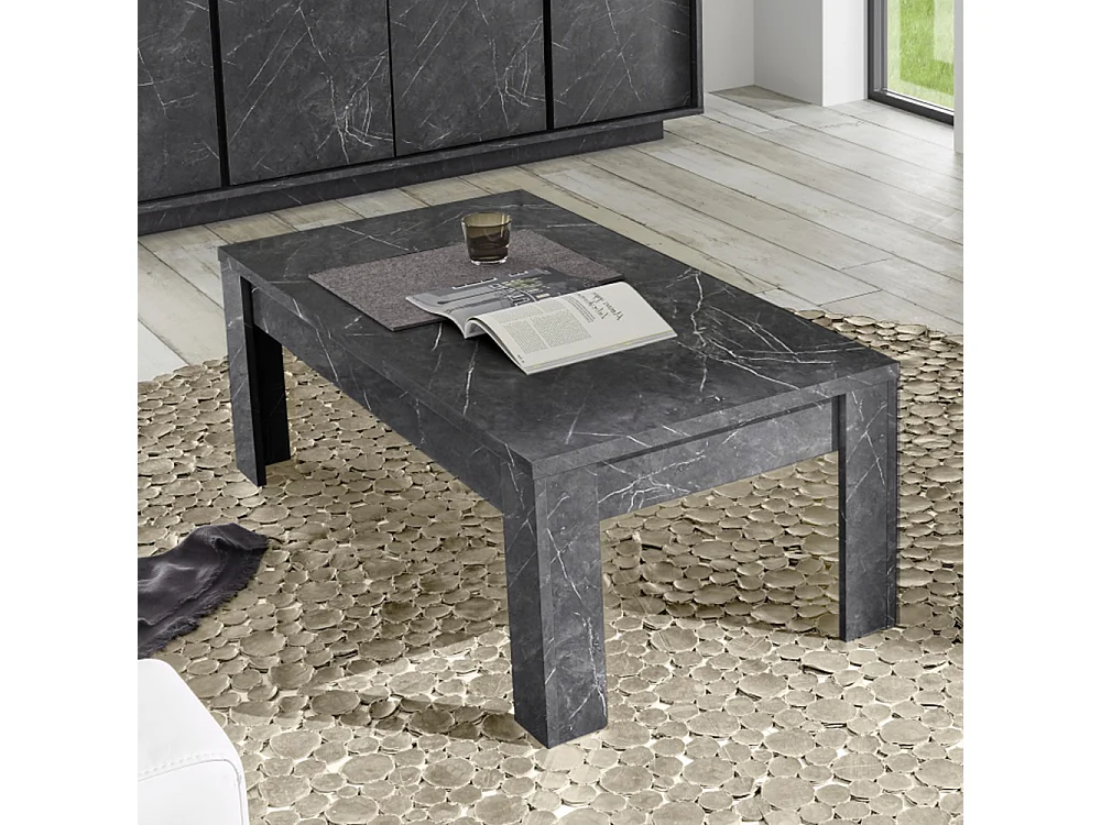 Tavolino da salotto basso design moderno marmorizzato 122x65 TSL5 marmo nero