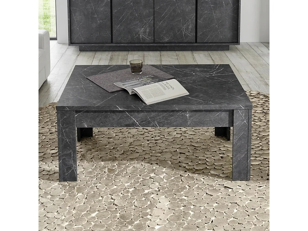 Tavolino da salotto basso design moderno marmorizzato 122x65 TSL5 marmo nero