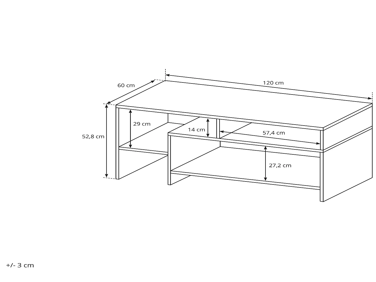 Tavolino da soggiorno moderno 120x53 antracite e rovere naturale TLK3