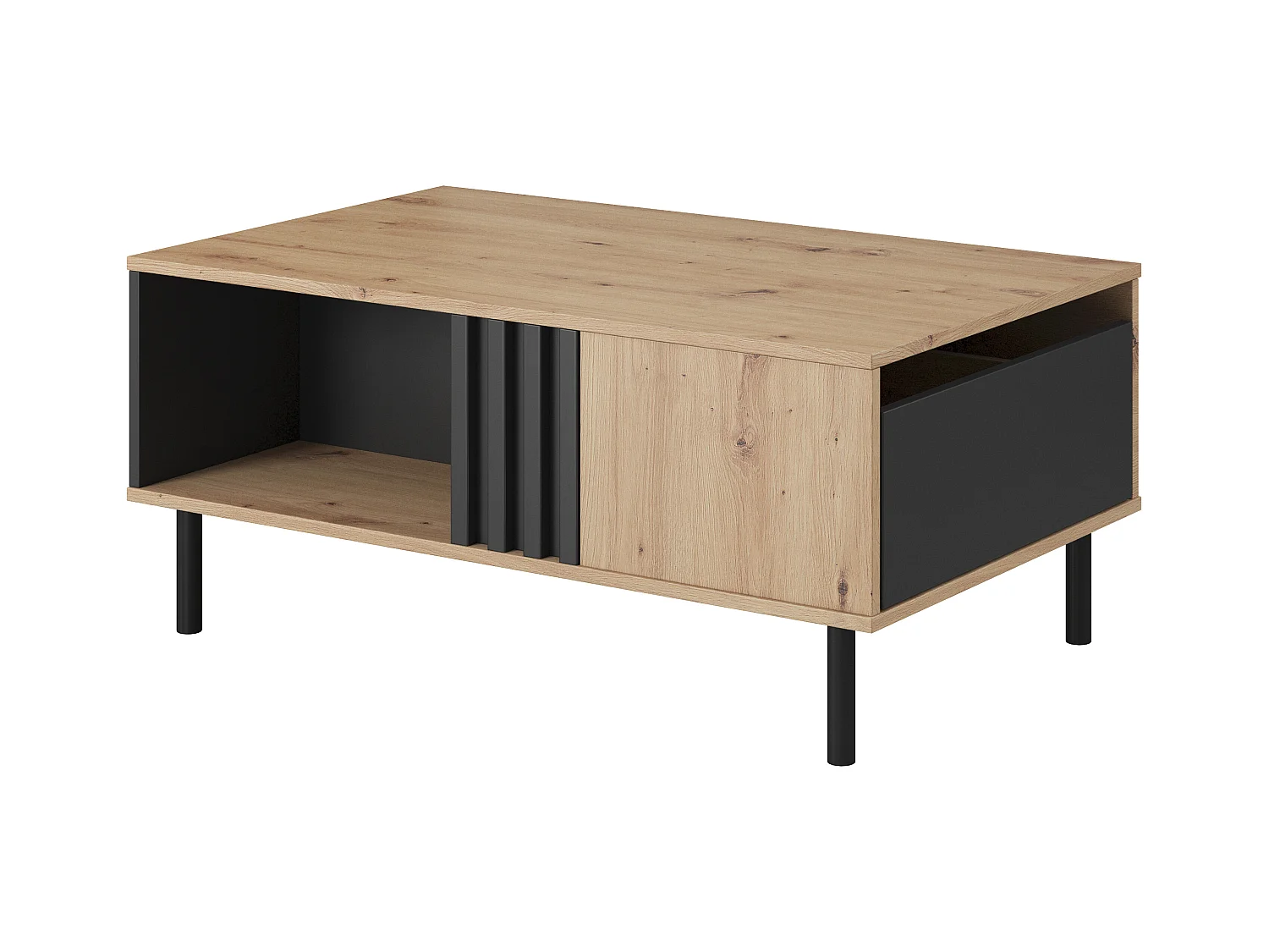 Tavolino da salotto moderno 100x43cm rovere e nero TLK8