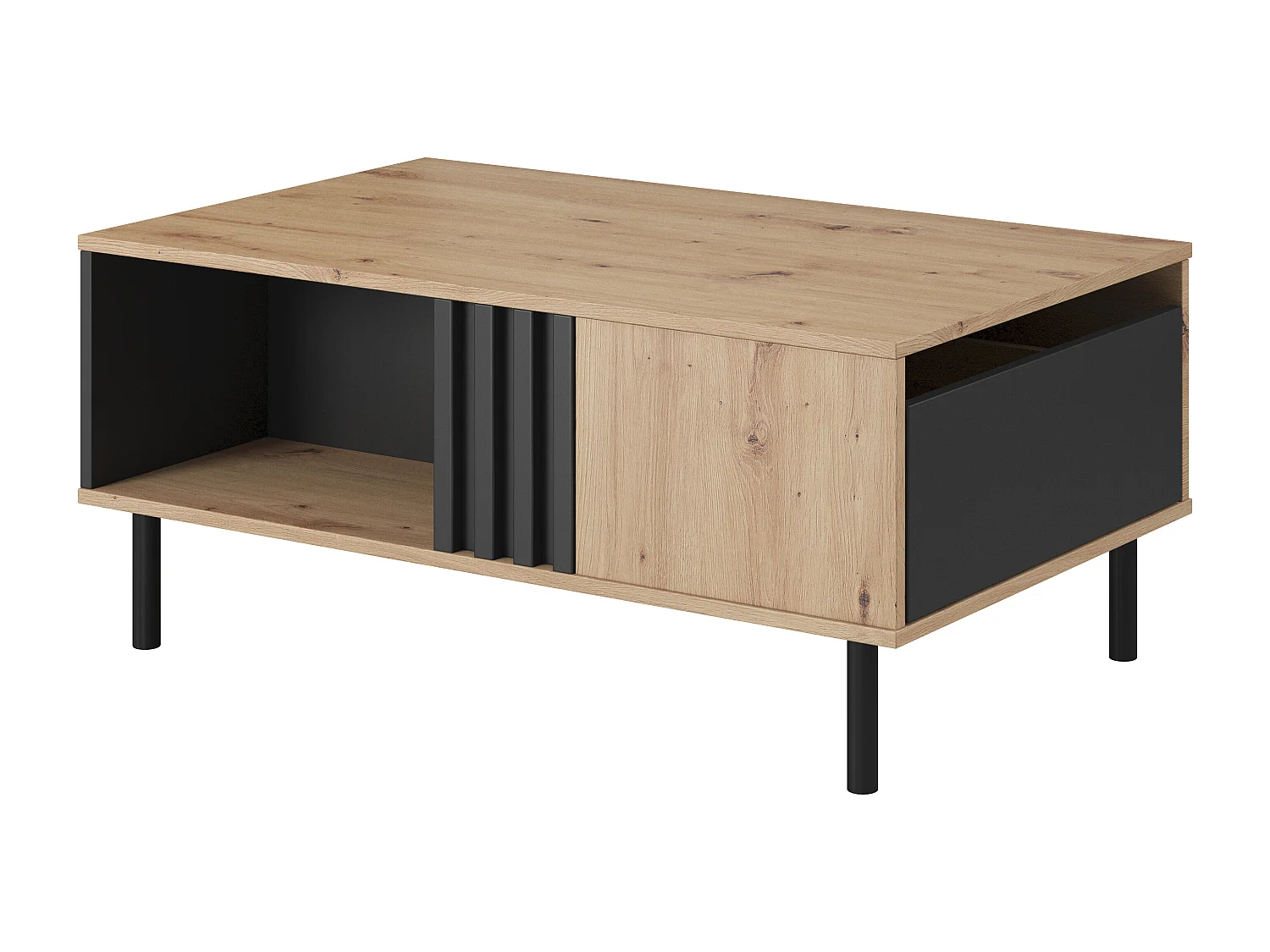 Tavolino da salotto moderno 100x43cm rovere e nero TLK8