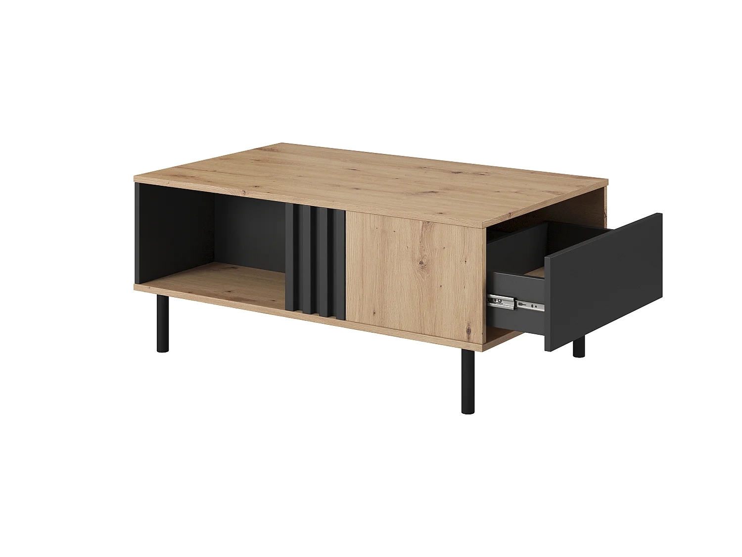 Tavolino da salotto moderno 100x43cm rovere e nero TLK8