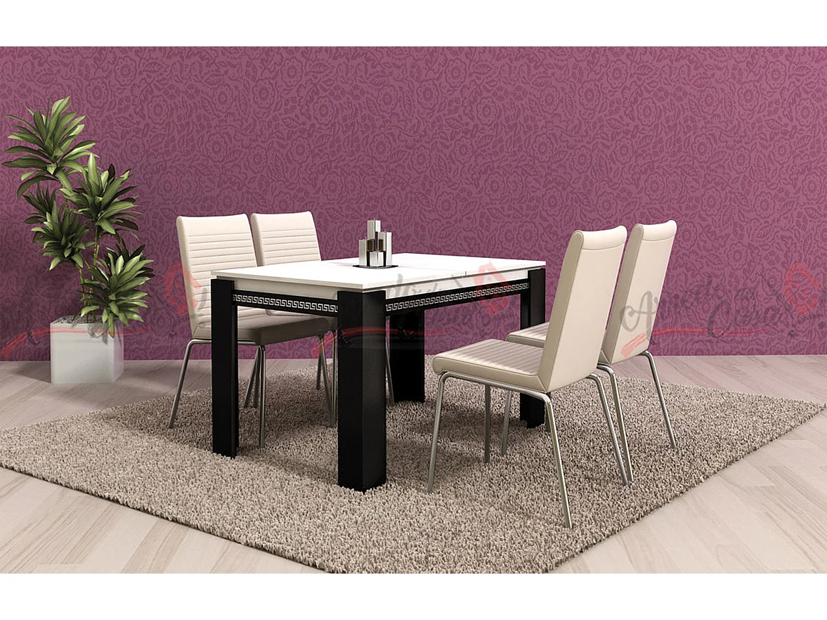 Tavolo allungabile moderno bicolore bianco e nero TG5