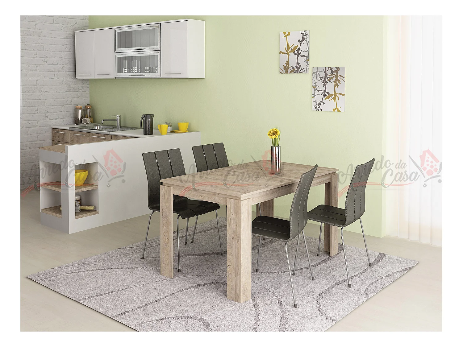 Tavolo da pranzo allungabile rovere chiaro TG1