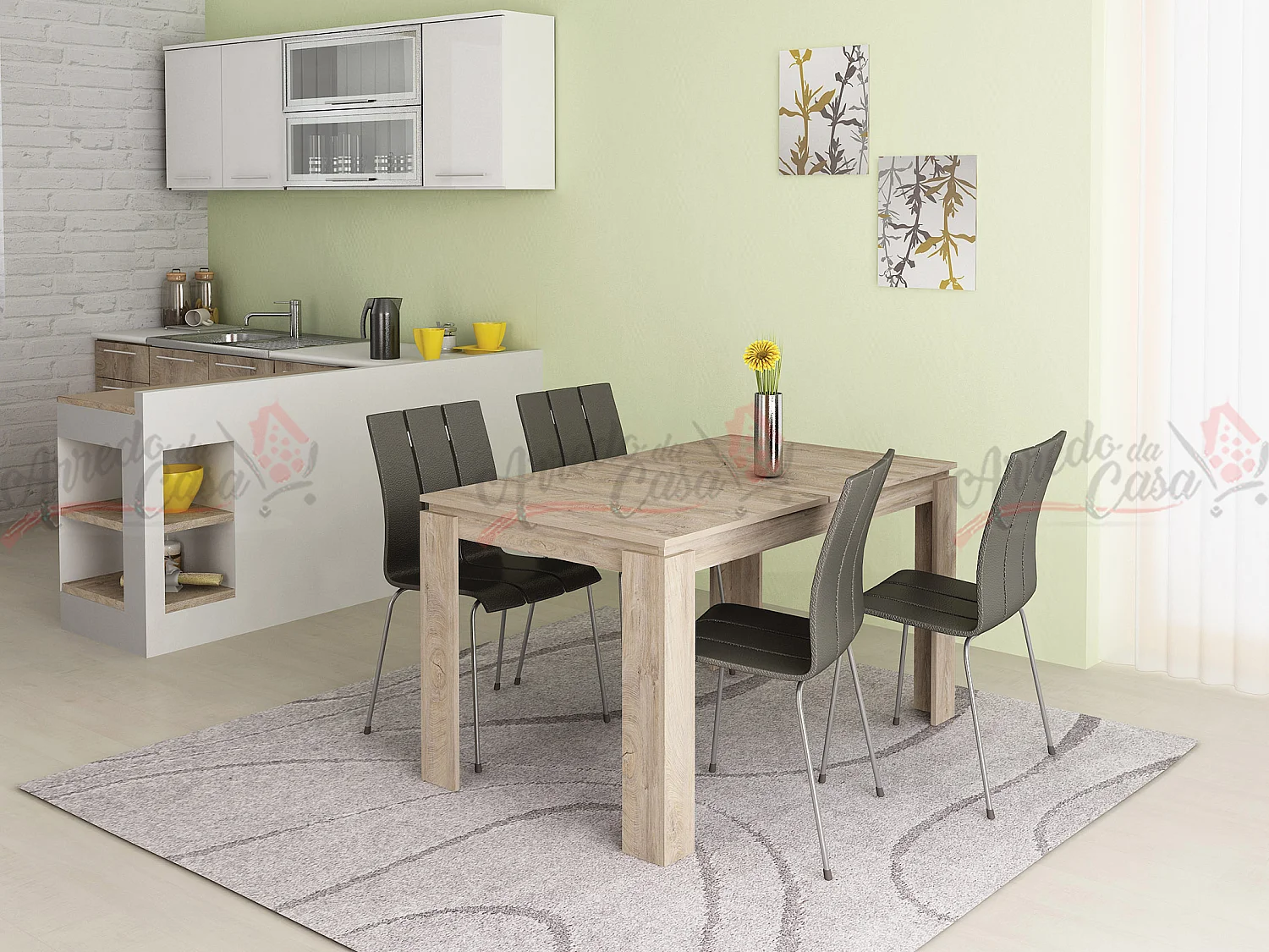 Tavolo da pranzo allungabile rovere chiaro TG1