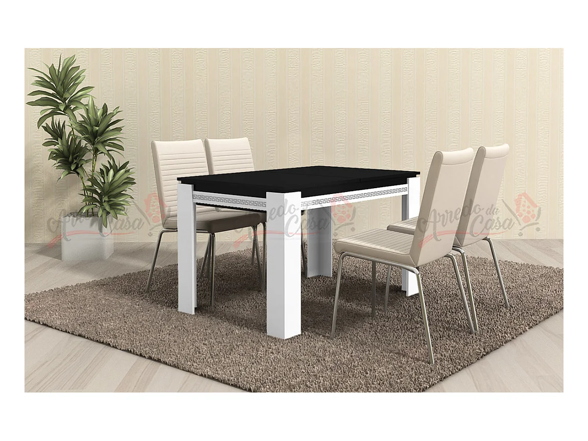 Tavolo allungabile moderno bicolore nero e bianco TG5
