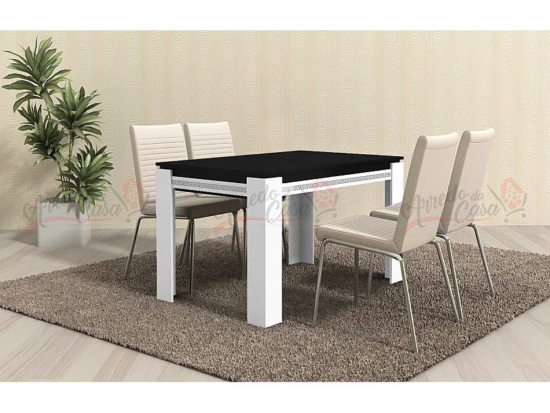 Tavolo allungabile moderno bicolore nero e bianco TG5
