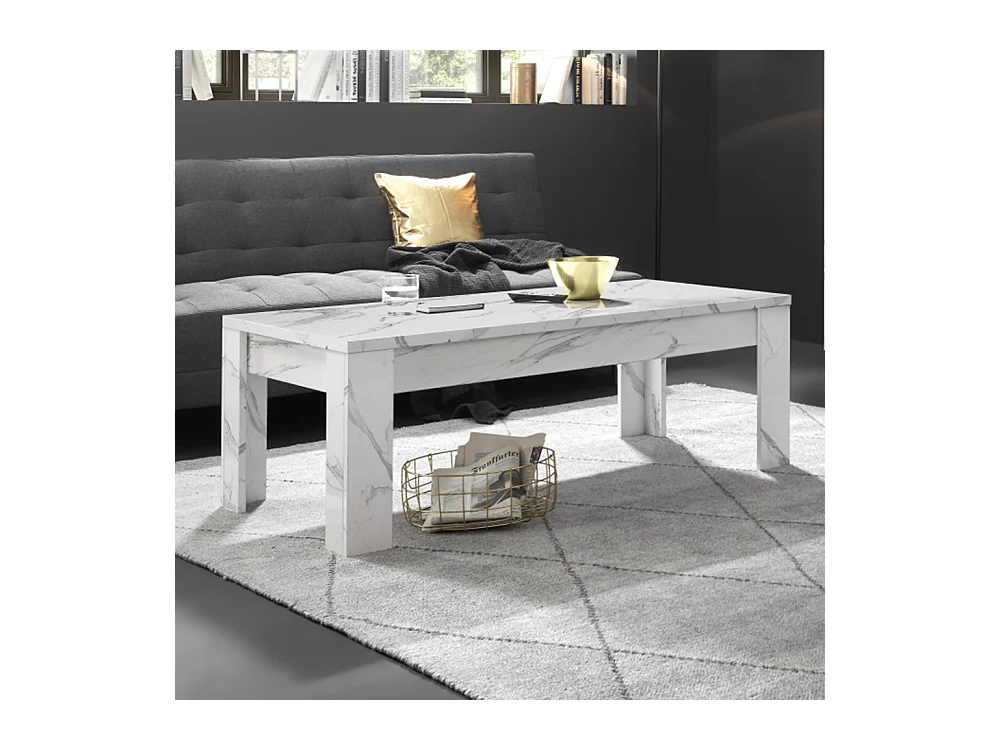 Tavolino da salotto basso design moderno marmorizzato 122x65 TSL5 marmo bianco