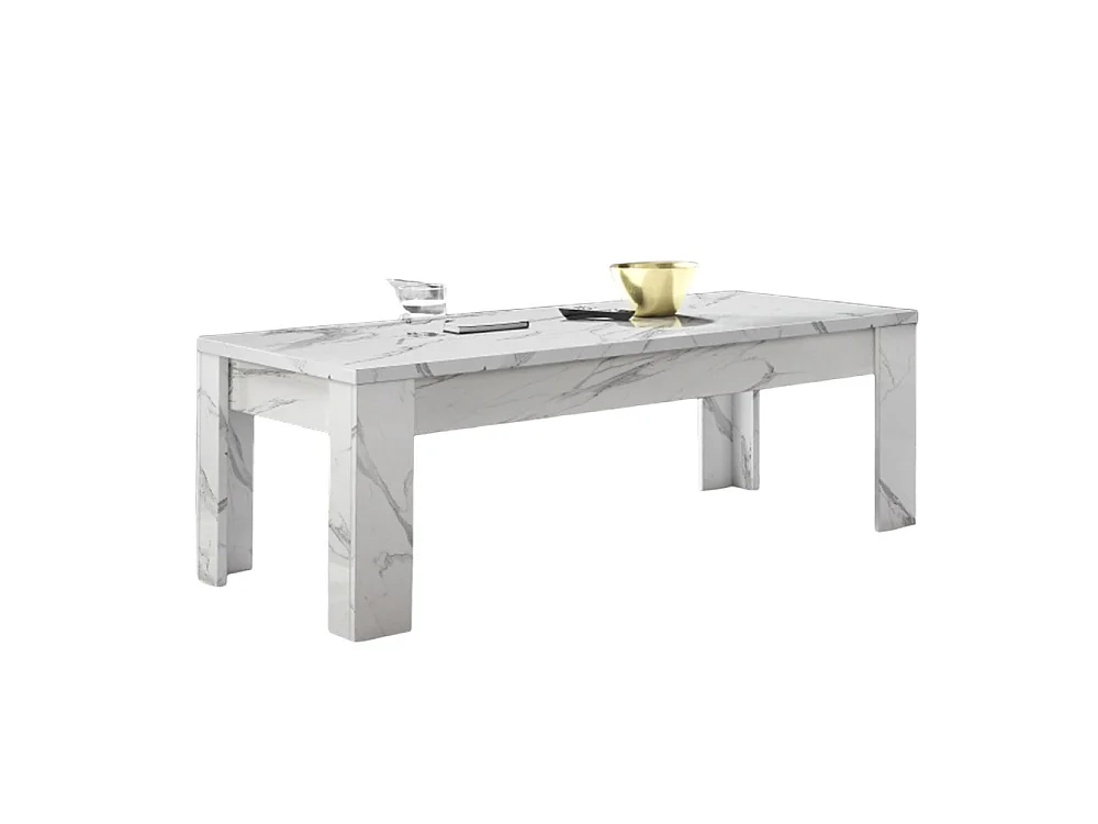 Tavolino da salotto basso design moderno marmorizzato 122x65 TSL5 marmo bianco