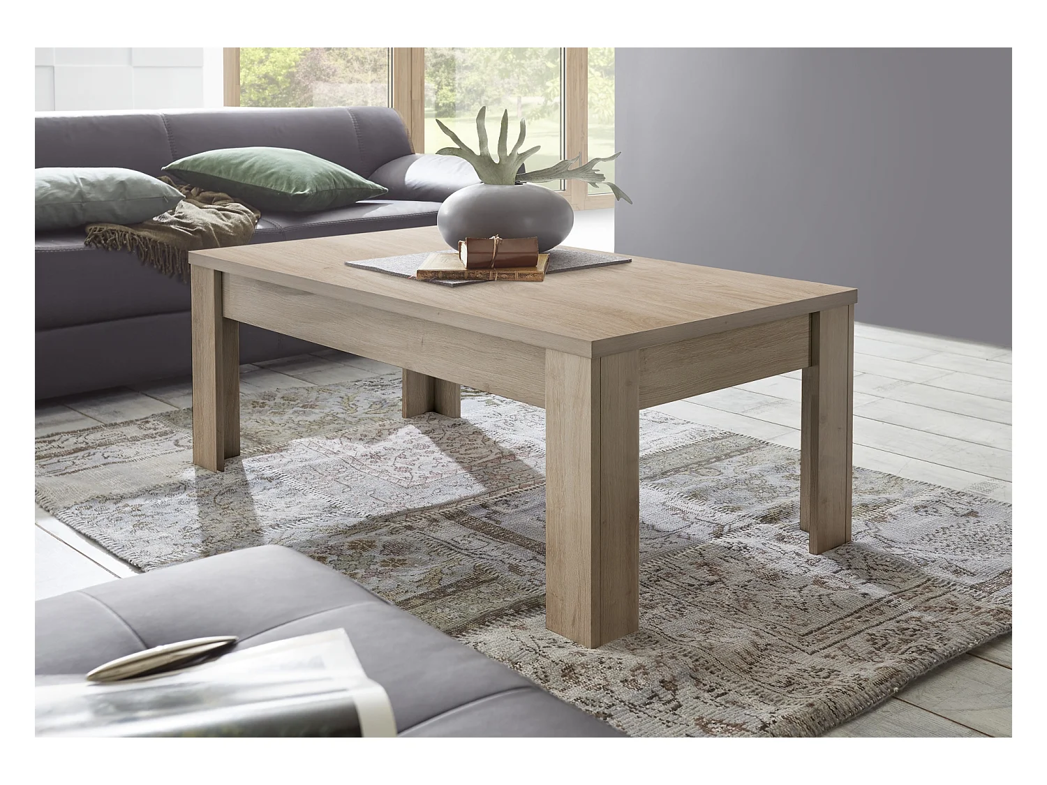 Tavolino da salotto basso design moderno 122x65 TSL4 rovere cadiz