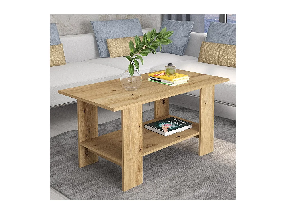 Tavolino da salotto con ripiano inferiore 100x55 cm quercia TG10
