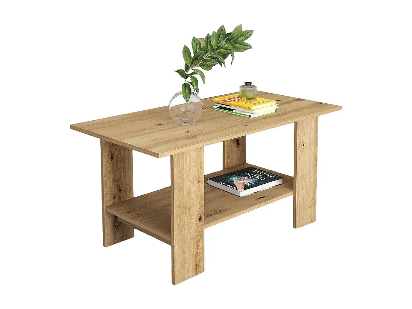 Tavolino da salotto con ripiano inferiore 100x55 cm quercia TG10