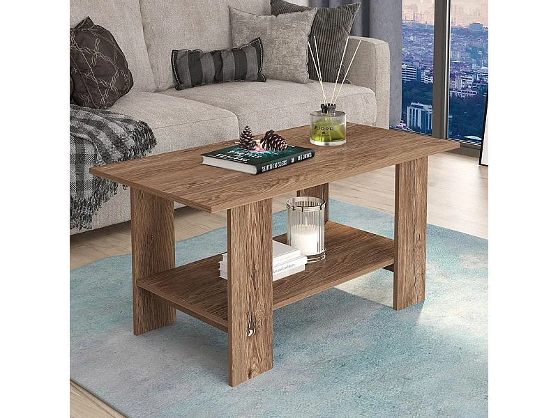 Tavolino da salotto con ripiano inferiore 100x55 cm marrone TG10