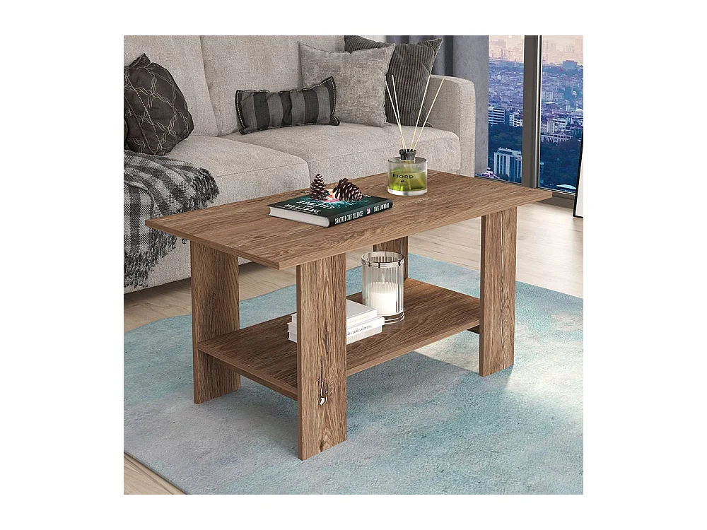 Tavolino da salotto con ripiano inferiore 100x55 cm marrone TG10